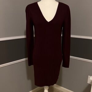 Elegant Burgundy V-Neck Tunic Sweater or Dress